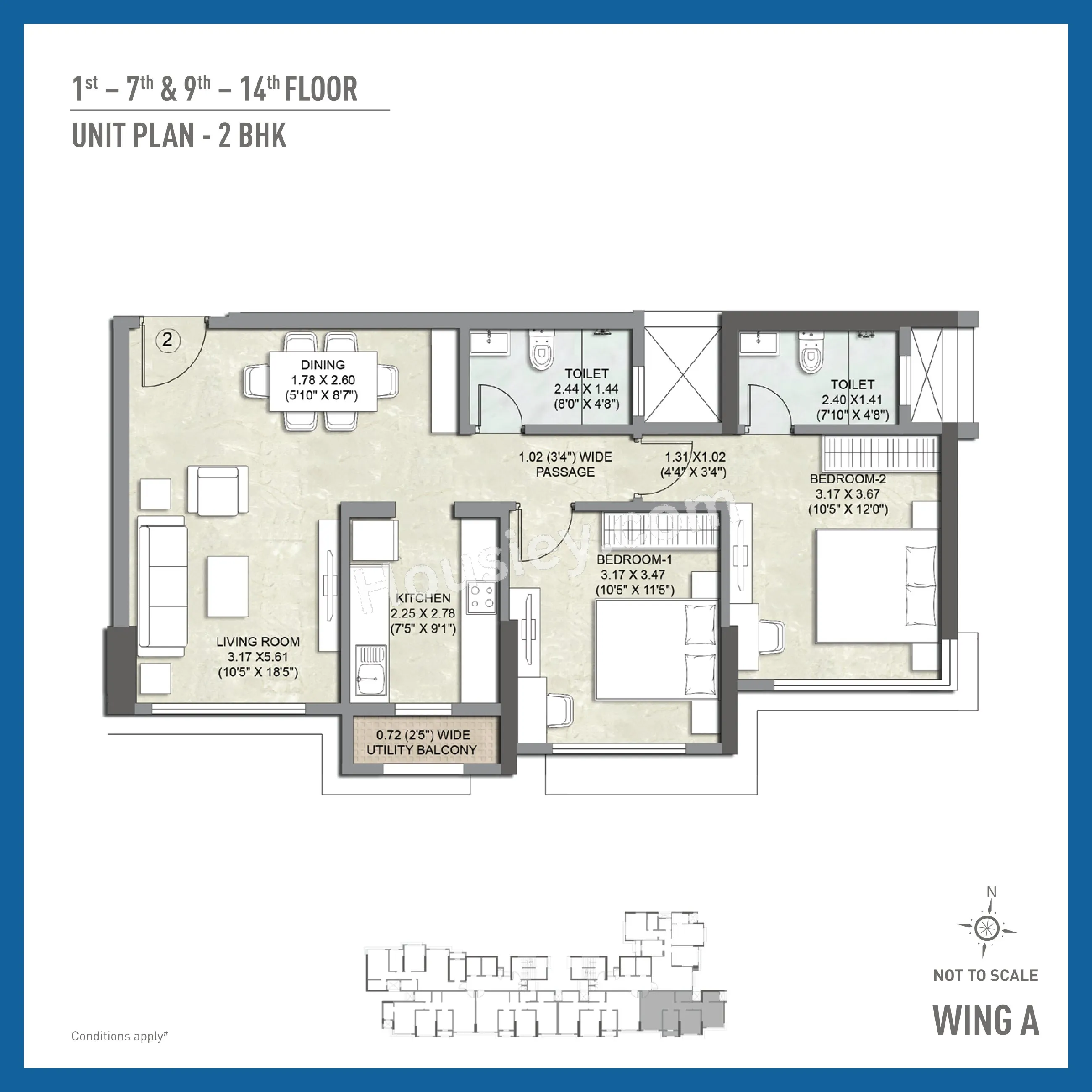 Kalpataru Bliss Unit plan - 726 sq.ft.